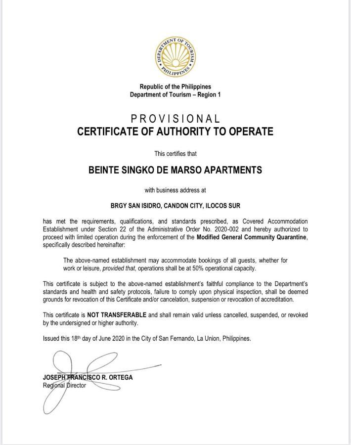 Beinte Singko De Marso Apartments Candon Екстериор снимка